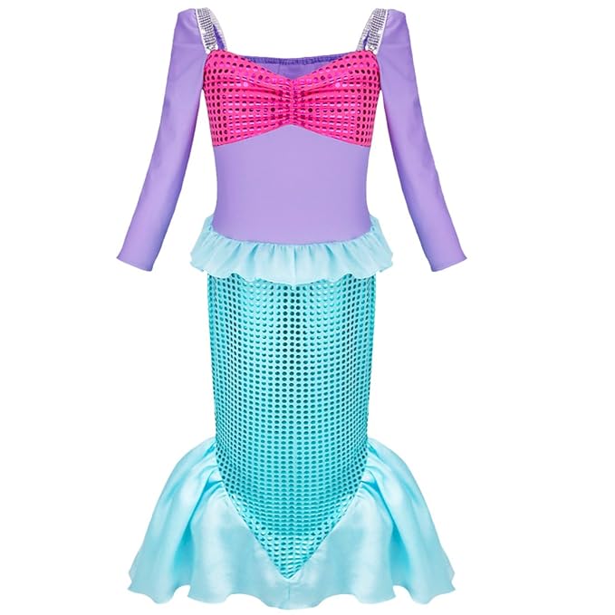 iEFiEL Kinder Kostüm für Mädchen Meerjungfrau Kostüm Prinzessin Kleid Meerjungfraukostüm Fasching Karneval