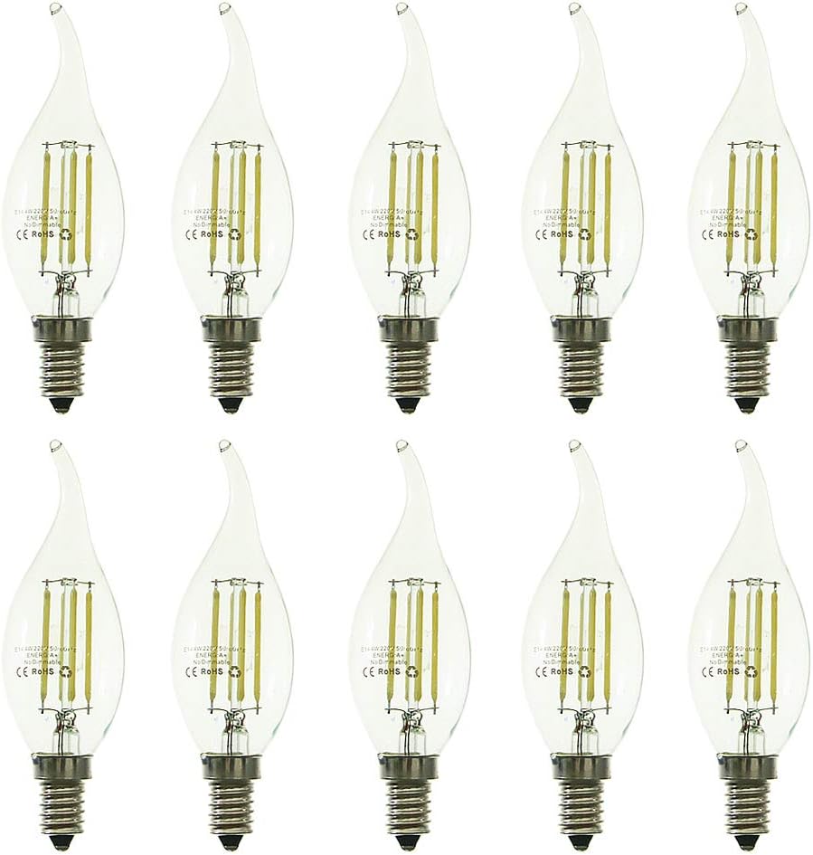 HUAMu E14 LED Light Bulb, LED Candle Bulbs Small Screw, 4W 400lm, 40W Equivalent SES E14 Bulb Halogen