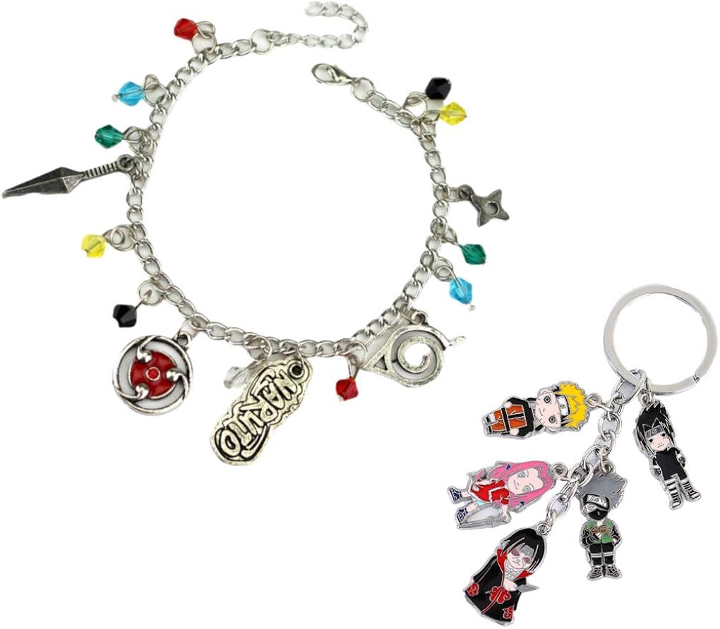 Anime Naruto Bracelet with Naruto Keychain Novelty Bracelet