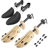 TianfuSpanda Professional Wooden Shoe Stretcher Shoe Trees With 1 Pairs Plastic Shoe Tree Stretcher Shaper, 2 Way Adjustable Length & Width, Shoe Stretcher Men Women