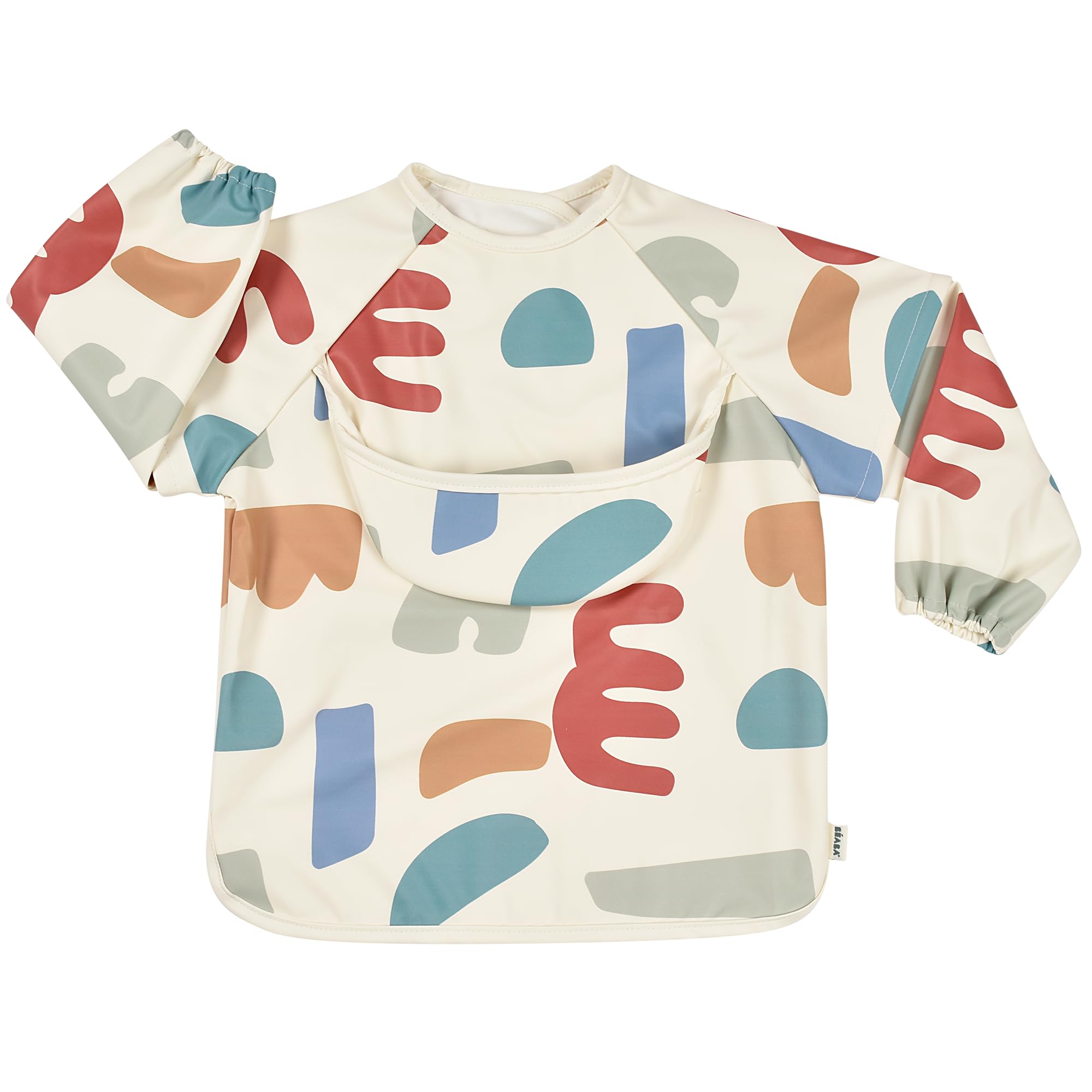 BEABA Baby Bib, Maternity Bib, Waterproof, Elastic, Detachable Long Sleeve, Recovery Pocket, Easy to Clean, Adaptable, Playful