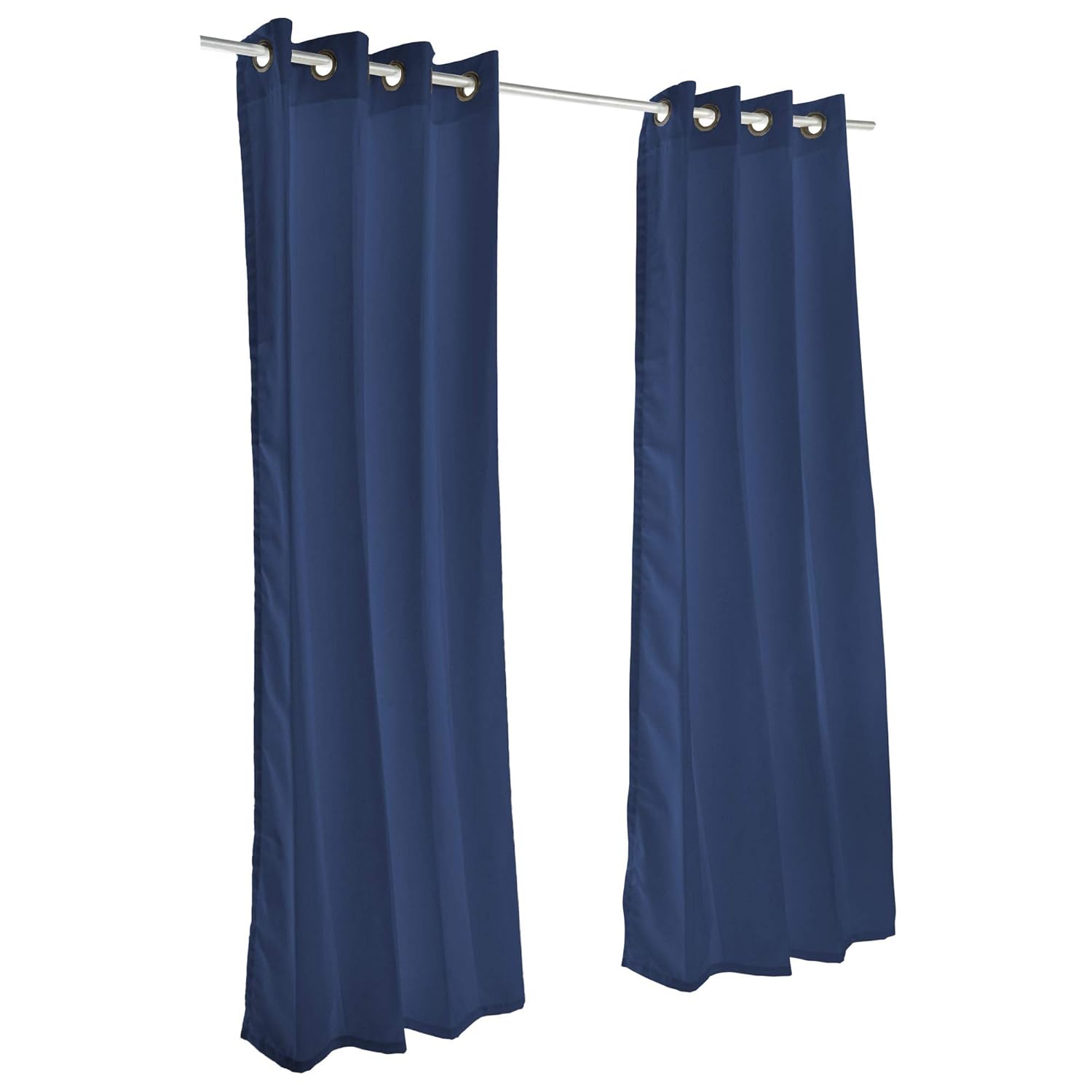 Sunbrella Canvas Brass Outdoor Curtain with Dark Gunmetal Grommets 50 in. Wide x 84 in. Long