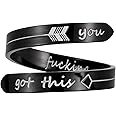 Opening Black Keep Going ring Stainless Steel Adjustable Never give up Jewelry Inspirational Opening Stacking Cute Hiphop Band