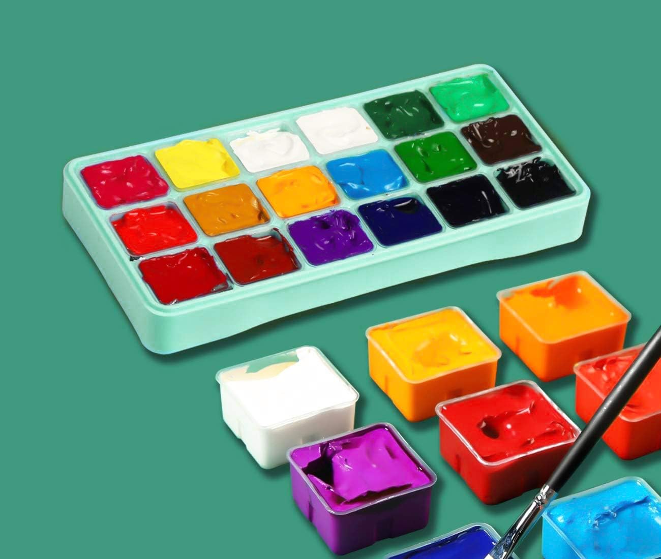 INK LAB HIMI Gouache Paint Kit 18 Vibrant Colors Non Toxic Paints Jelly Cup Design with Palette Portable for Professional Artists Rich Pigment - Image 5