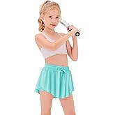Stelle Girls Flowy Shorts with Pockets Athletic Running Skirt High Waist Butterfly 2 in 1 Sports Short 5-16 Years