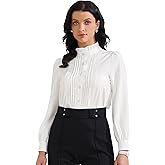 Allegra K Women's Ruffled Button Down Shirts Trendy Casual Long Sleeve Blouse Elegant Work Tops