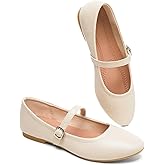 Womens Mary Janes Flats Shoes Ballet Flats Black Dress Shoes,Memory Foam Insole,Soft Synthetic Leather,with Strap
