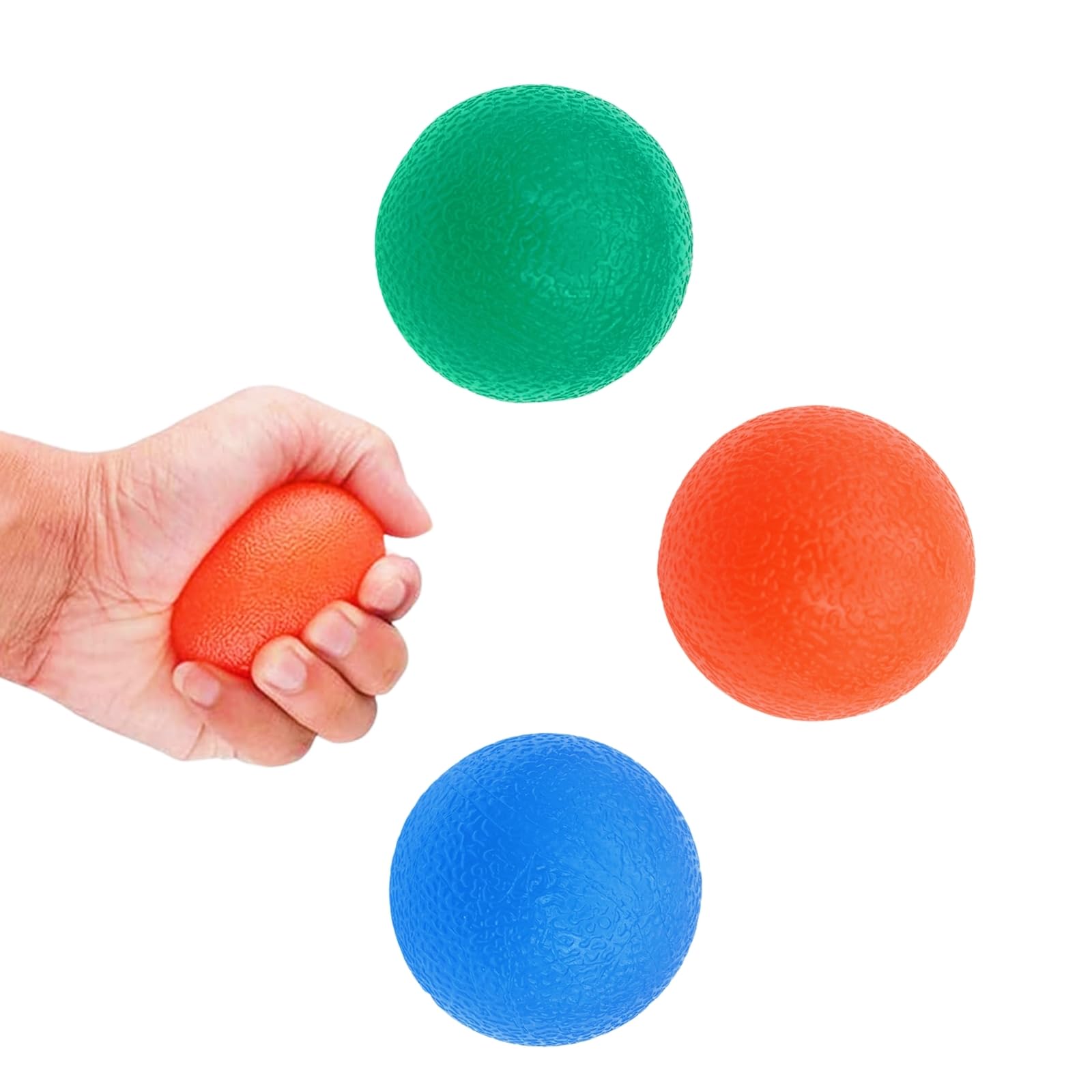 Geebymol Hand Therapy Squeeze Exercise Stress Balls, Finger Wrist Arthritis Hand, Grip Strengthen and Stress Relief, 3 Pcs Powerball