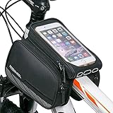Bike Bag, MOOZO Rainproof Bicycle Cycling Front Top Tube Frame Pannier Double Pouch Mountain City Bike MTB Crossbar Storage Bags for iPhone 8 7 6 6S Plus Samsung Huawei LG HTC Smartphones Below 5.7”