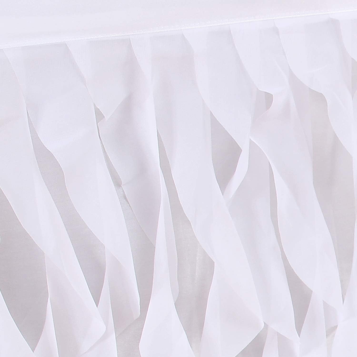 6ft Curly Willow White Table Skirting Lace Taffeta Table Skirt Tutu Tulle Table Skirt for Round or Rectangle Table for Birthday, Wedding, Party Decoration Supplies: Kitchen & Dining