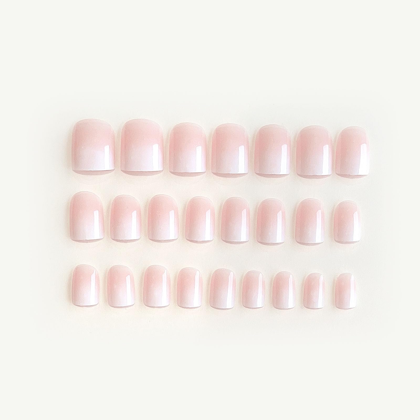 DANMANR Square Press on Nails Short Fake Nails French Acrylic Full Cover False Nails for Women and Girls 24PCS (White Pink) - Image 3