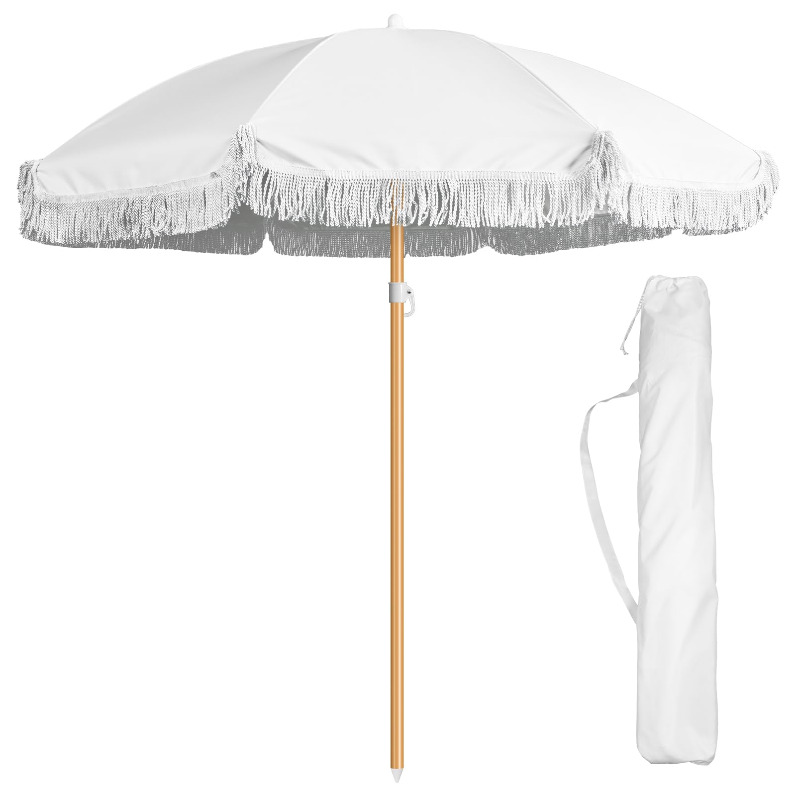 Photo 1 of *****************MISSING THE BASE OF THE POLL*********************
Talltalk 6 Ft Outdoor Beach Patio Umbrella with Fringe, Steel Pole, Steel Ribs and Carry Bag Elegant Table UPF 50+ UV Boho Umbrella for Outdoor Patio Picnic Beach Backyard(TanNo Steering)