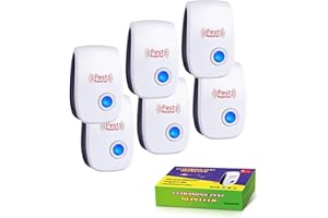 Ultrasonic Pest Repeller Indoor Plug-in, Electronic Rodent Repellent for Mice, Rats, Roaches, Ants, Spiders, Mosquitoes, and Insects, 6-Pack