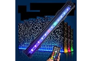 REIRQIE ​​​​​​​​​​​​​Submersible Aquarium Light,LED Aquarium Air Bubble Light,RGB Color Changing Brightness Adjustable Timing Waterproof Remote Control Fish Tank Light Bar,Aquarium Light Bubbler Wall,18.9inch