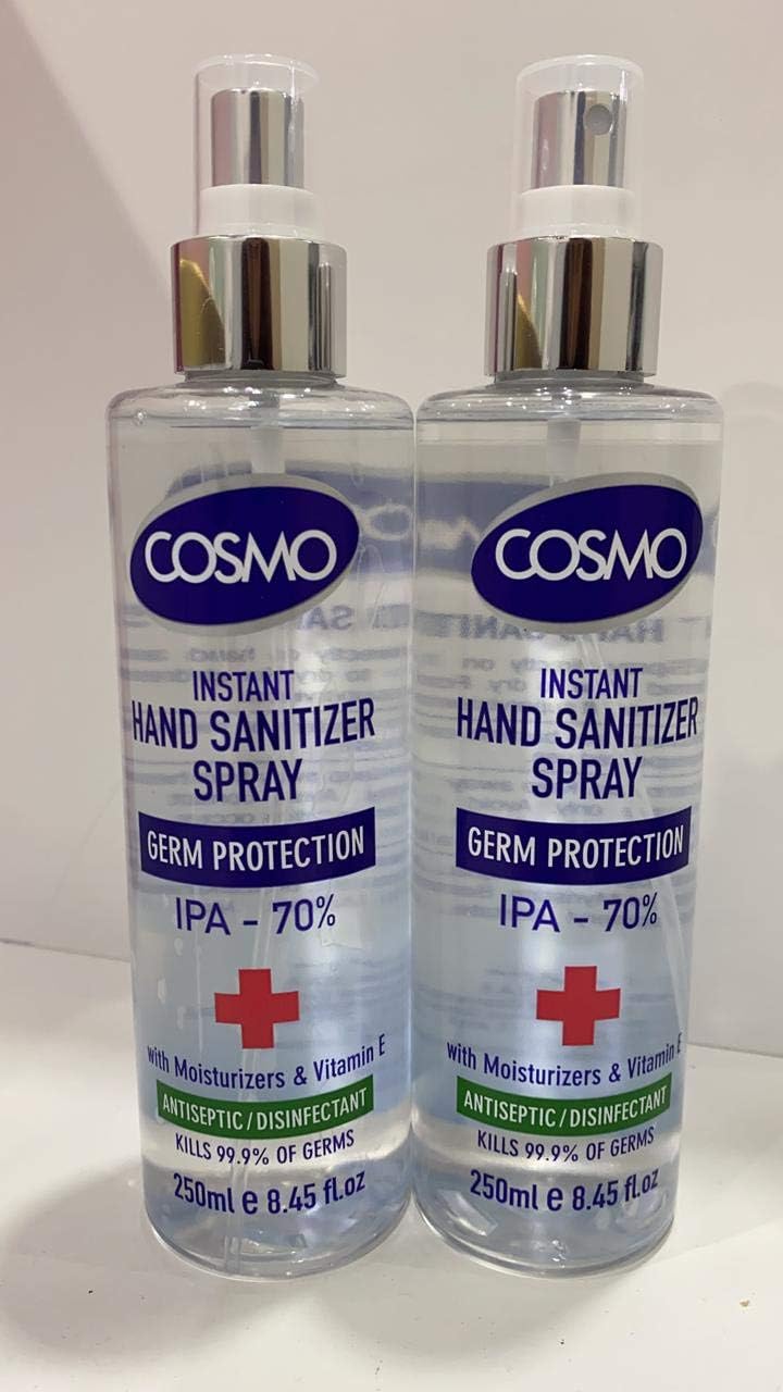Cosmo Instant Hand Sanitizer Spray 2 x 250ml (70 Alcohol ISO Certified