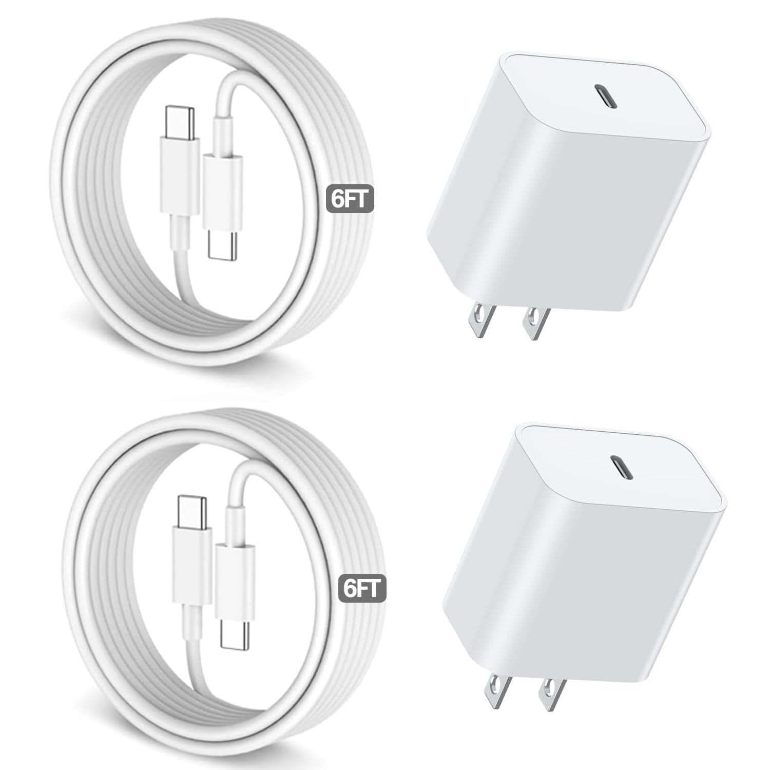 6FT iPhone 17 16 15 Charger Fast Charging, 2Pack 20W USB C Apple Charger Travel Plug Block Phone Charging Cable Cord for iPhone 17 Air/17 Pro/17 Pro Max/16e/16 Pro Max/16 Plus/15/15 Pro/15Pro Max/iPad