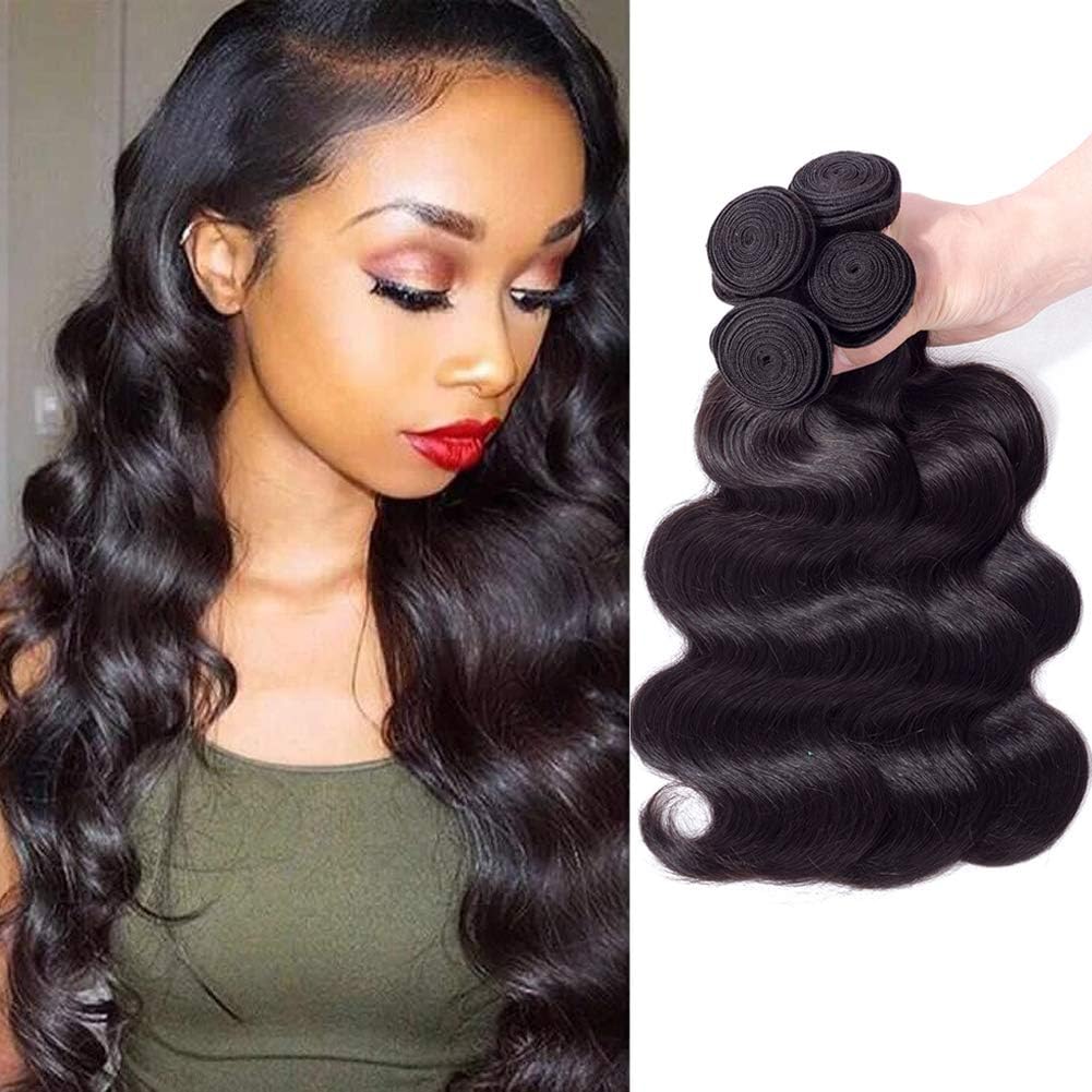 MDL Hair 24 26 28 30 Long Hair 4 Bundles Brazilian Hair Body Wave 100% Unprocessed Virgin Brazilian Human Wet And Wavy Remy Hair Weave Natural Color Total 400g/Pack…