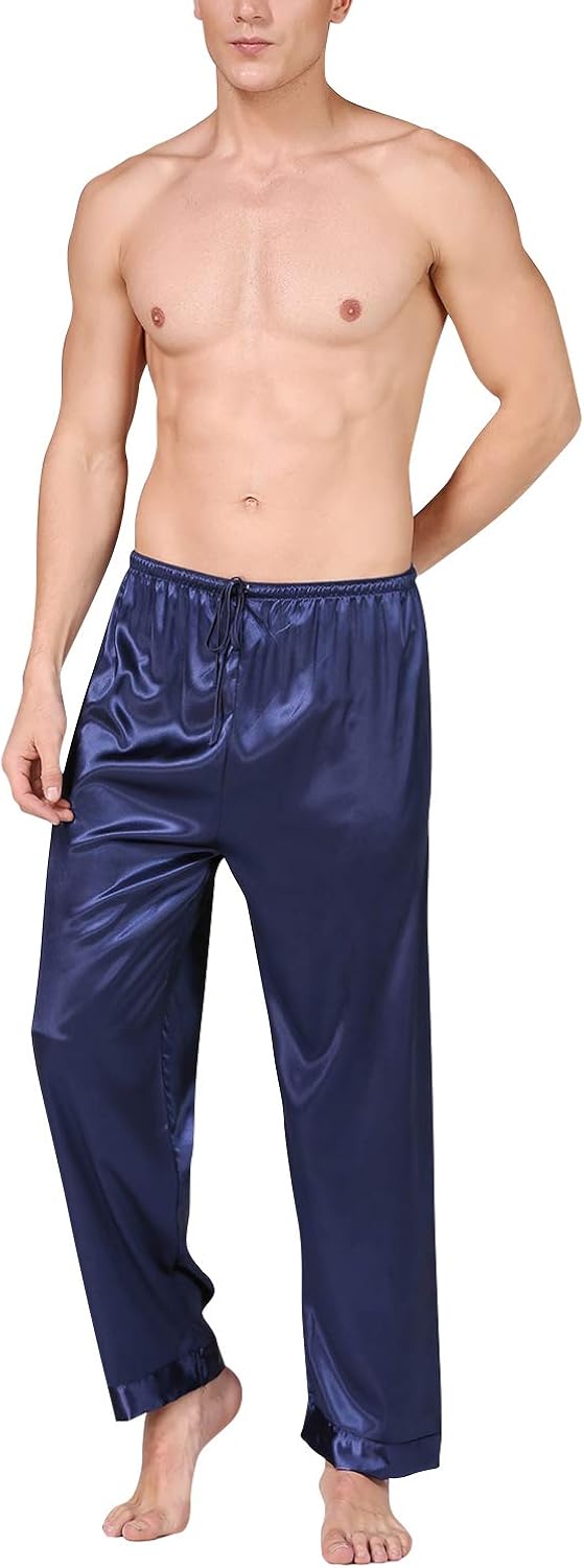 2 Shorts De Pyjama Homme En Satin Soyeux - Élastique à La Taille, Poches - Parfait Pour Dormir, Sport, Décontraction - Tissu Doux (95% Polyester, 5% élasthanne)