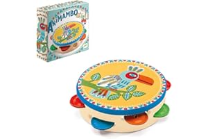 DJECO Animambo Tambourine Music Instrument - Colorful Toucan Design Toddler Educational Musical Toy for Listening, Creativity, Motor Skills & Coordination - Baby Toys for Girls & Boys, 18 Months+