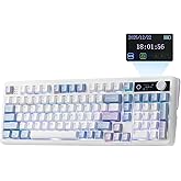 EPOMAKER TH99 PRO 96% Mechanical Keyboard with Screen & Knob, 10000mAh, 2.4Ghz/BT, Hot Swap, Custom Driver, RGB Backlight, PBT Keycap, Wireless Gaming Keyboard for PC/Mac (Blue&White, Sea Salt Silent)