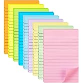 HQCME 9 Pack Lined Sticky Notes, 4X6 in, 9 Pastel Colors Large Ruled Stickies Colorful Super Sticking Power Memo Pads Strong 