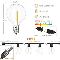 Svater Outdoor String Lights 150 FT, Patio Light