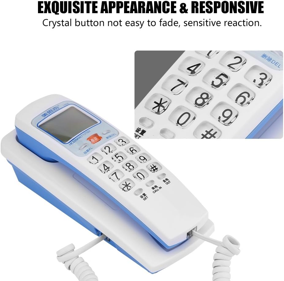 Trimline Corded Landline Phones with Caller ID & Backlit Dial, 30 Group Call Number Storage Inquiry, Crystal Big Button Fashion Extension Telephone for Home Office(White) : Electronics
