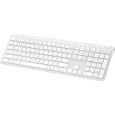 iClever BK10 Max Bluetooth Keyboard for Mac, Slim Full-Size Layout, Silver | 3-Device Bluetooth Switching, Wireless Keyboard with Numeric Keypad, Quiet Typing, USB-C Rechargeable for MacBook &amp; Windows