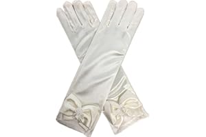 DreamHigh Kids Stretch Satin Long Finger Dress Gloves for Girl Children Party