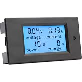 DROK Digital Multimeter DC 8-100V 20A Voltage Amperage Power Energy Meter, DC Volt Amp Tester Gauge Monitor LCD Digital Display with Built-in Shunt