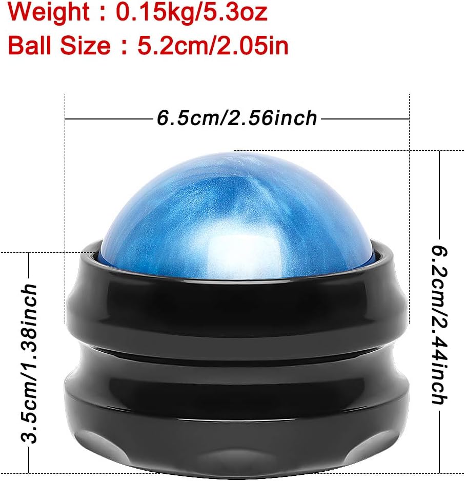 Massage Ball, WOVTE Manual Roller Massager, Self Massage Tool for Sore Muscles, Shoulders, Neck, Back, Foot, Body, Deep Tissue, Trigger Point, Muscle Knots, Yoga and Myofascial Release (Blue): Health & Personal Care