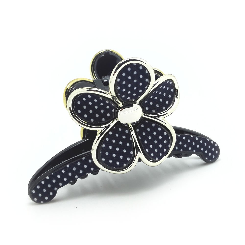 Meilliwish Flower Lace Gem Women Girls Hair Clip Claw 1 PCS(D26)(DarkBlue)