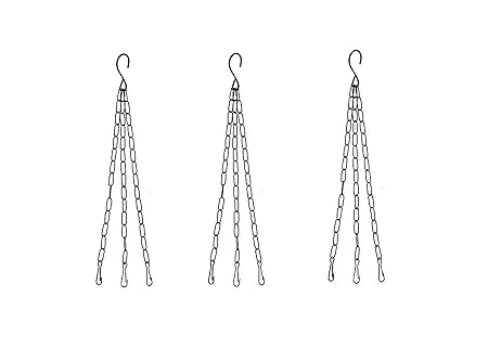 Divine Tree Metal Chain with Hook for Hanging Basket,Bird Feeder Hanging Pots (Black,Pack of 3)