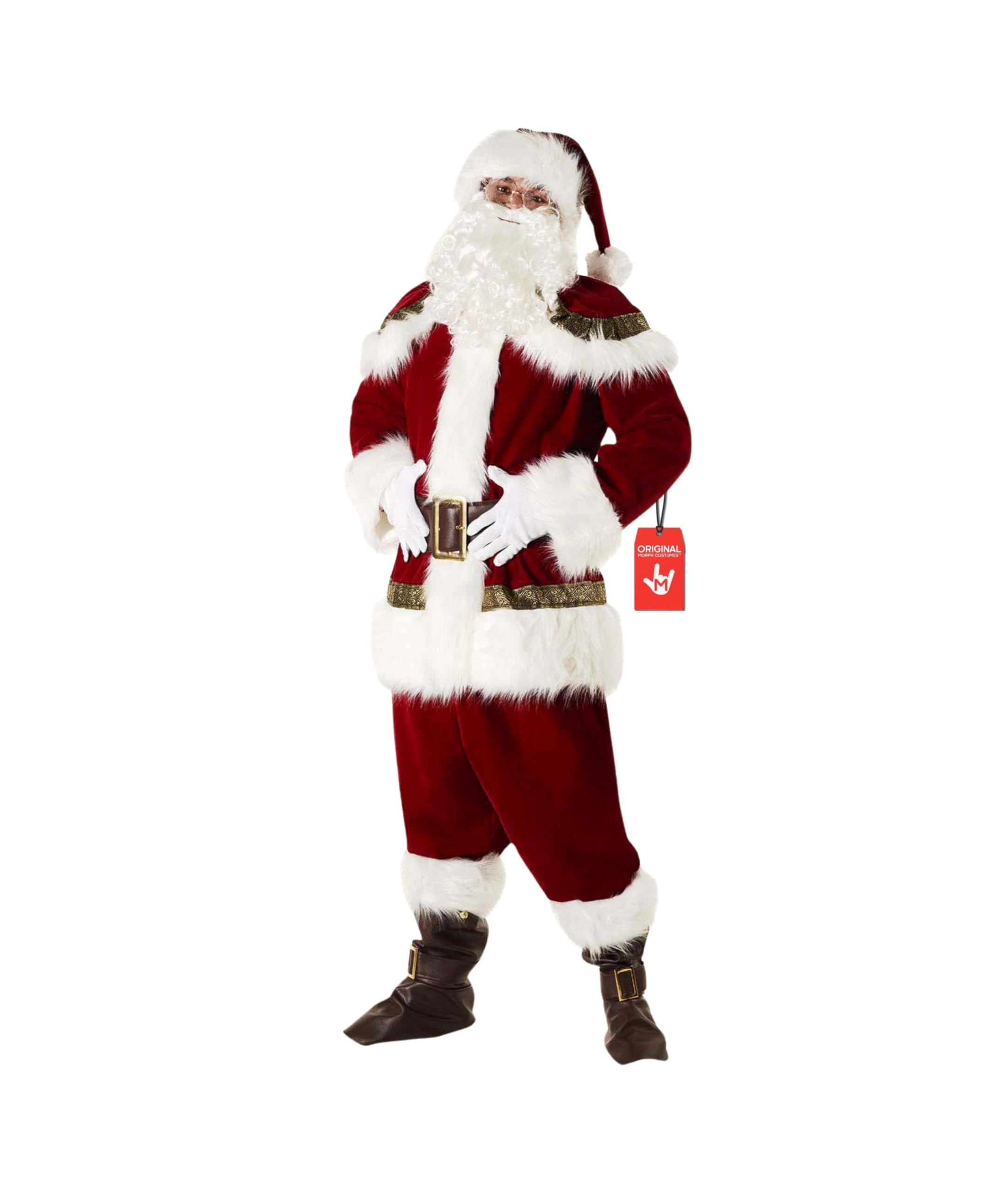 Morph Adult Santa Costume - Men's Father Christmas Fancy Dress Outfit - Santa Claus Costume for Holiday Celebrations, Large