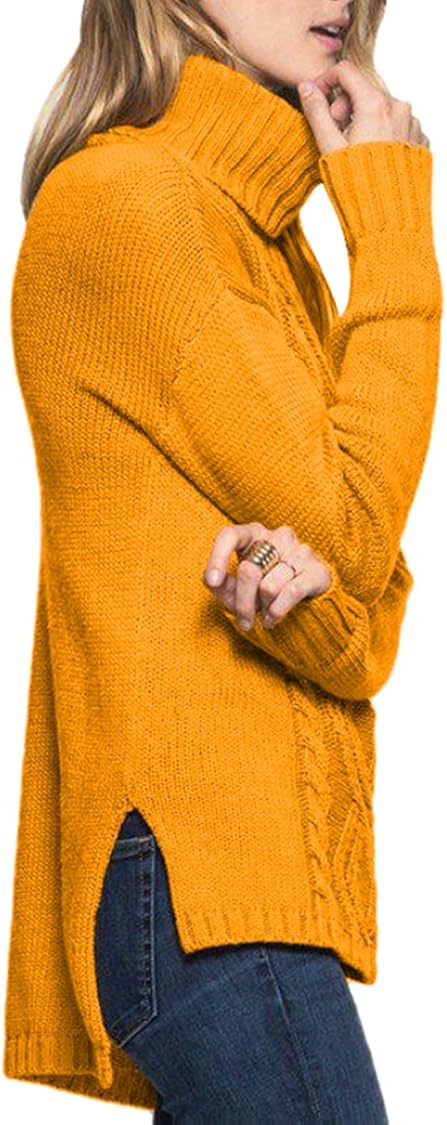 Sovoyontee Women Irish Artificial Wool Blending Turtleneck Knit Pullover Sweaters