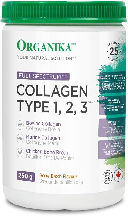 Organika Full Spectrum Collagen 1 2 3 Quality Source Multi Collagen Joint Gut Skin Hair Nails 250 G Amazon Ca Health Personal Care