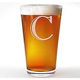 Etched Monogram 16oz Pint Glass for Beer or Soda (Letter C) A-Z Personalized gifts for him, Customized pint glasses, Custom initial, Birthday gift for Men Brother Husband