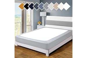 Twin Six Premium Bed Box Spring Cover, Update Bed Skirt, Mattress Protector Encasement,Queen/Split Queen, Light Grey