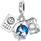 dazlily Airplane Passport Charm 925 Sterling Silver Charm for Bracelets Necklaces Women Jewelry