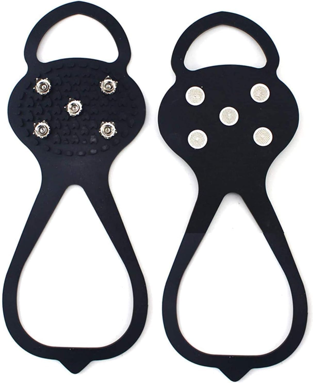 SZCLKJGS 1 Pair Ice Grippers for Shoes and Boots, Universal Non-Slip Gripper Spikes, 5-Teeth Anti-Slip Nails, Fit 35-45 Sizes