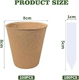 LATERN 100Pcs 8CM Biodegradable Seedling Pots with 100 Plant Labels view 4