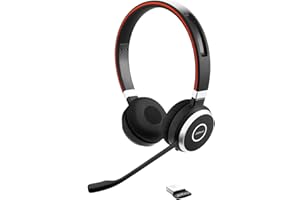 Jabra Evolve 65 MS Wireless Headset, Stereo – Includes Link 370 USB Adapter – Bluetooth Headset with Industry-Leading Wireles