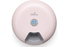 iPettie Donut 6-Meal Automatic Wet and Dry Food Pet Feeder with Programmable Timer, Auto Dispenser for Cat and Small & Medium Dog, Batteries & USB Power Supply, Pink