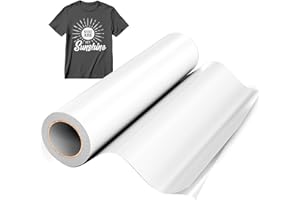 Hisiu White HTV Heat Transfer Vinyl for T-Shirts, 12"x20ft White Iron on Heat Transfer for Fabric, Sportflex Iron on Vinyl Compatible with Cricut & Heat Press Machine, Heat Vinyl Easy to Cut Weed