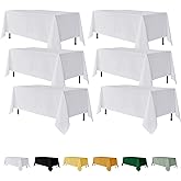 Fitable 6 Pack White Rectangle Table Clothes - 70 x 120 Inch - Wrinkle and Stain Resistant Fabric Tablecloths, Washable Polyester Table Covers for Wedding, Party, Banquet, Formal Events