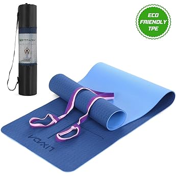 Lixada Non Slip Yoga Mat Certified Tpe Eco Friendly Lightweight Pilates Exercise Mat With Body Alignment Lines Carrying Strap For Floor Workout Fitness Hot Yoga 72 X 24 Amazon Ae