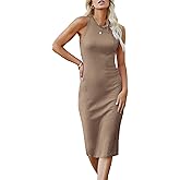 PRETTYGARDEN Women Bodycon Midi Dress 2026 Summer Spring Casual Vacation Sundress Fitted Sleeveless Tank Dresses
