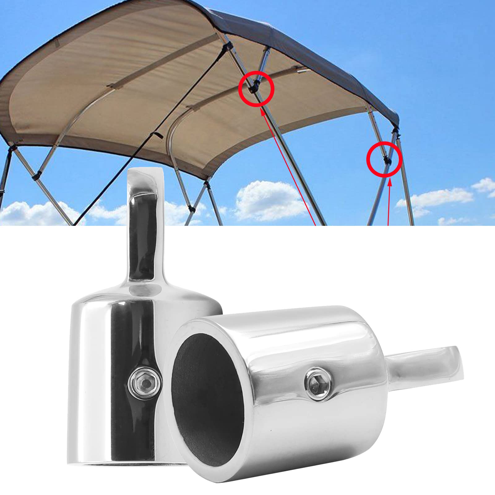 Biqing 2PCS Boat Eye End Cap,Stainless-Steel 7/8” Marine Boat Eye End for Boat Yacht Awning Accessories Connecting Cap 22mm