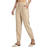 AVICHIC Women’s Linen Pants Joggers Lightweight Cotton Lounge Travel Beach Casual Linen Pants with Pockets 28"