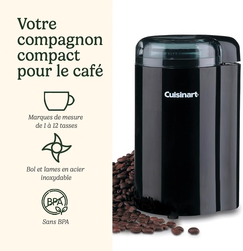 Moulin à café Cuisinart | Moulin à café compact pour la maison | 1-12 tasses | Différentes moutures - French Press/Percolator, café goutte à goutte ou Espresso | Facile à nettoyer | Facile à utiliser